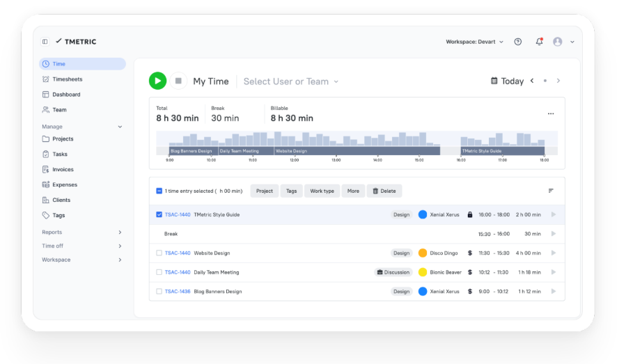 TMetric screenshot