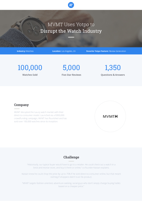 MVMT uses Yotpo to disrupt the watch industry.
