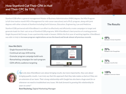 Stanford - KlientBoost Case Study