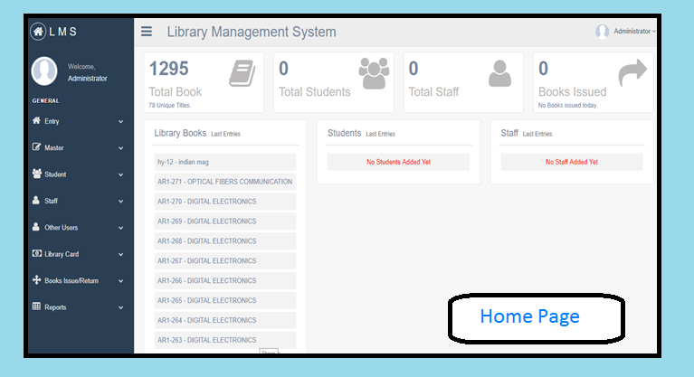 VISIONet Library Management System screenshot