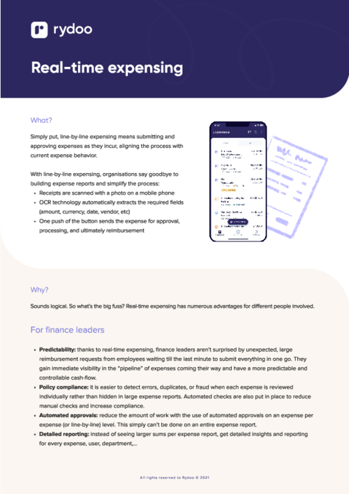 Gain visibility with Rydoo real-time expensing