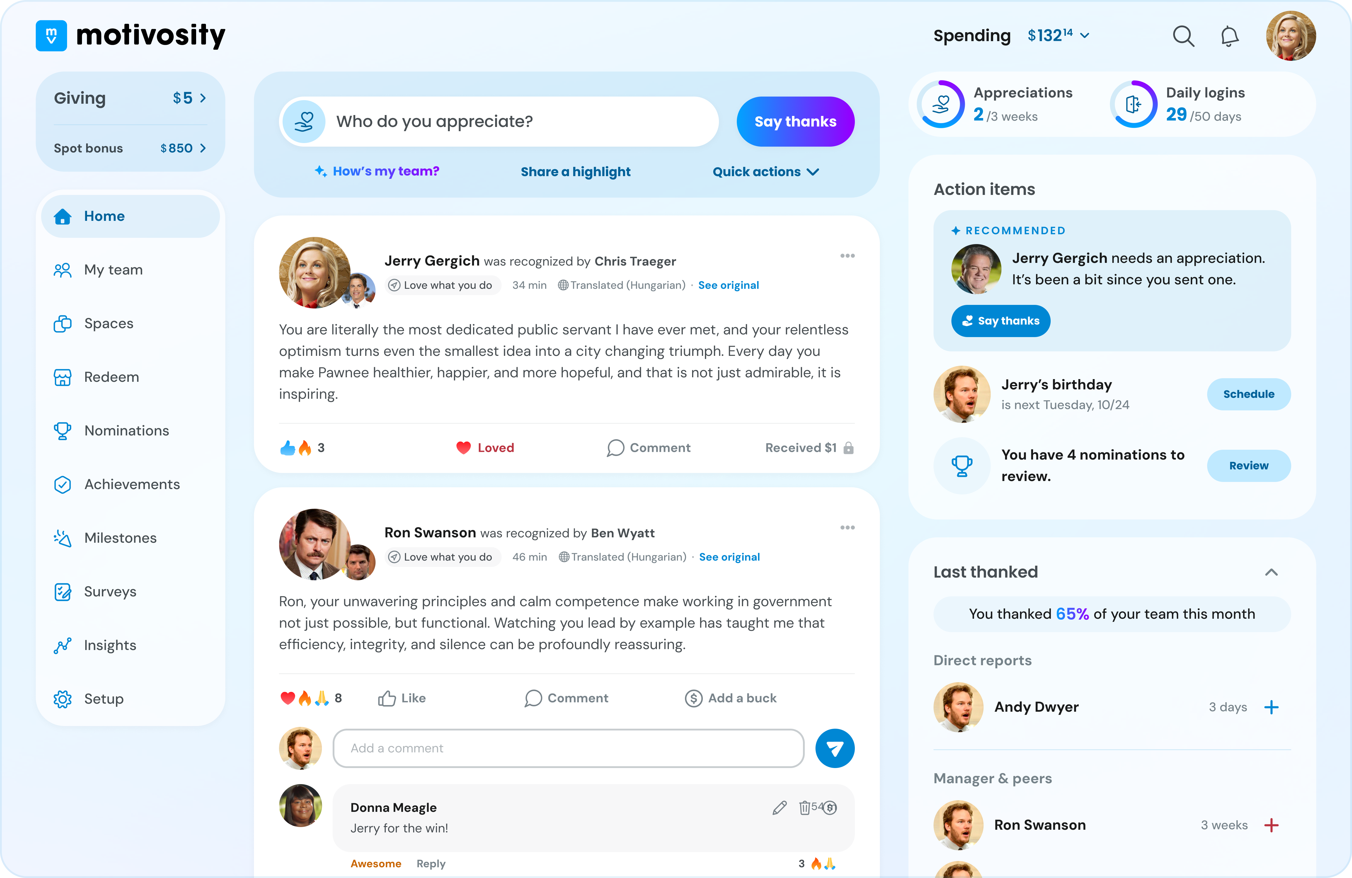 Motivosity screenshot