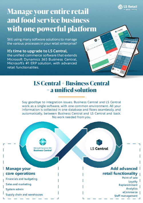 LS Central, unified commerce software solution, flyer