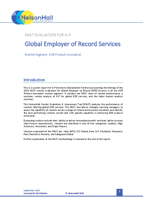 NelsonHall NEAT Report for Global Employer of Record Services