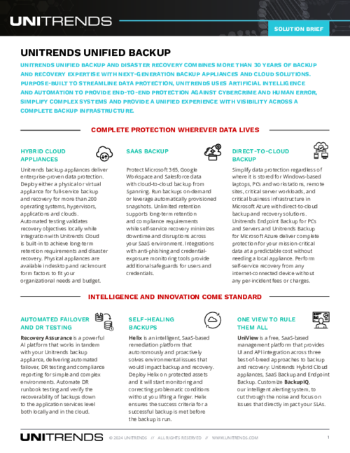 Unitrends Unified Backup Solution Overview