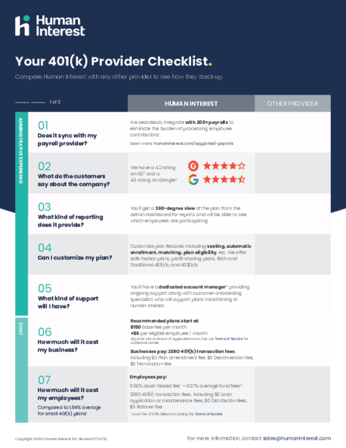 Human Interest 401(k) Reviews 2023: Details, Pricing, & Features | G2