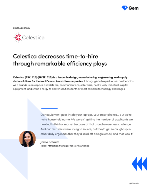 Celestica decreases time-to-hire through remarkable efficiency plays