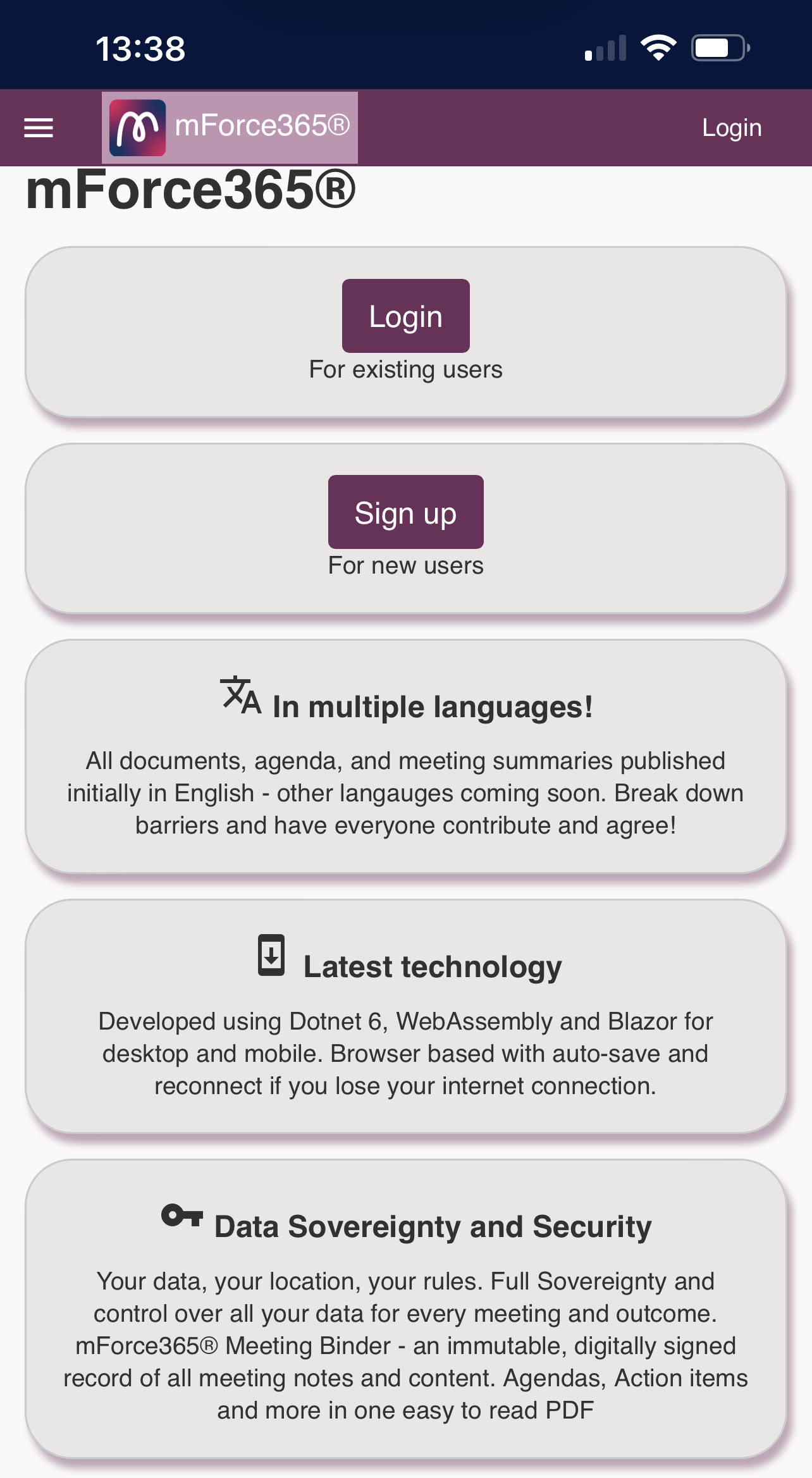 mForce365 screenshot