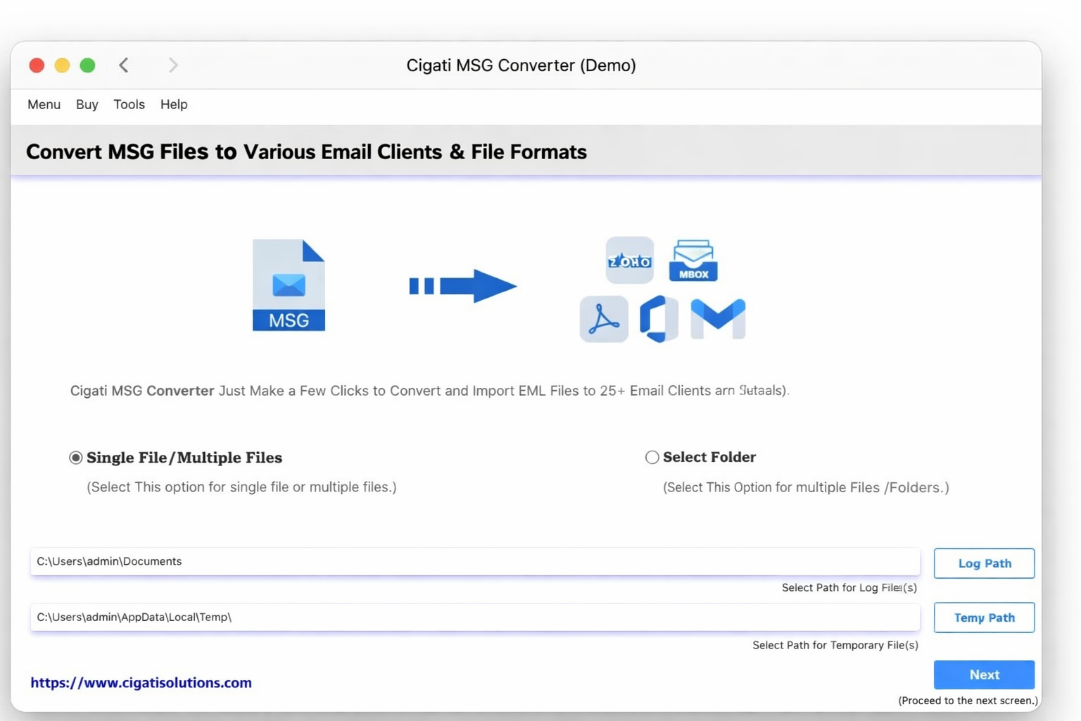 MAC MSG Converter Tool screenshot