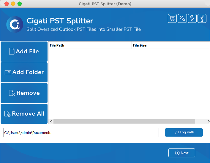 Mac PST Splitter Tool screenshot