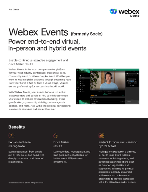 Webex Events, At a Glance