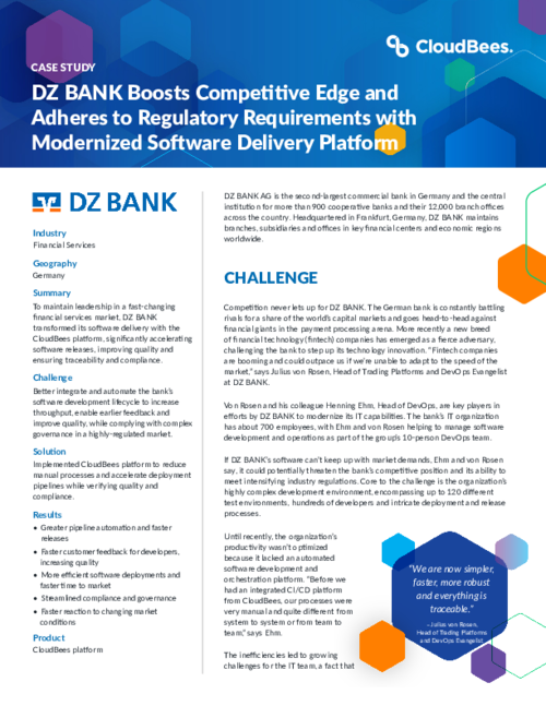 DZ BANK Boosts Competitive Edge and Adheres to Regulatory Requirements with Modernized Software Delivery Platform