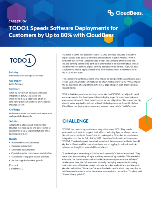 TODO1 Speeds Software Deployments for Customers by up to 80% with CloudBees