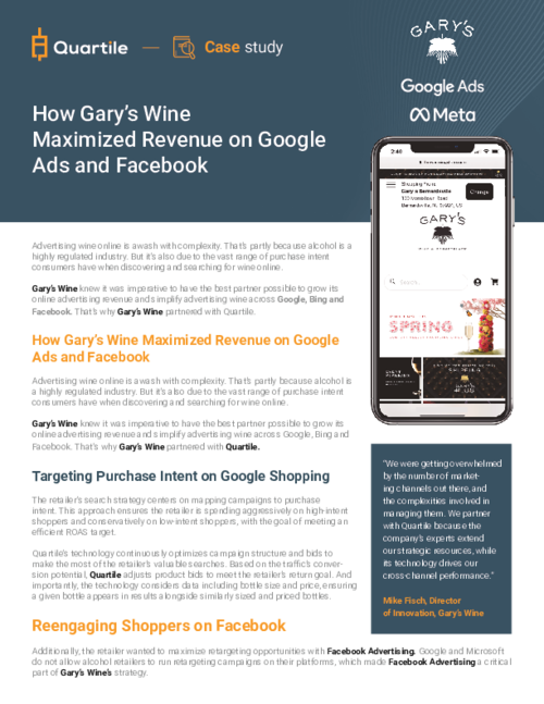 Case Study: How Gary’s Wine Maximized Revenue on Google Ads and Facebook