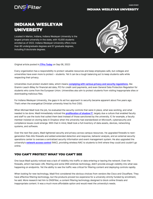 Indiana Wesleyan University Case Study