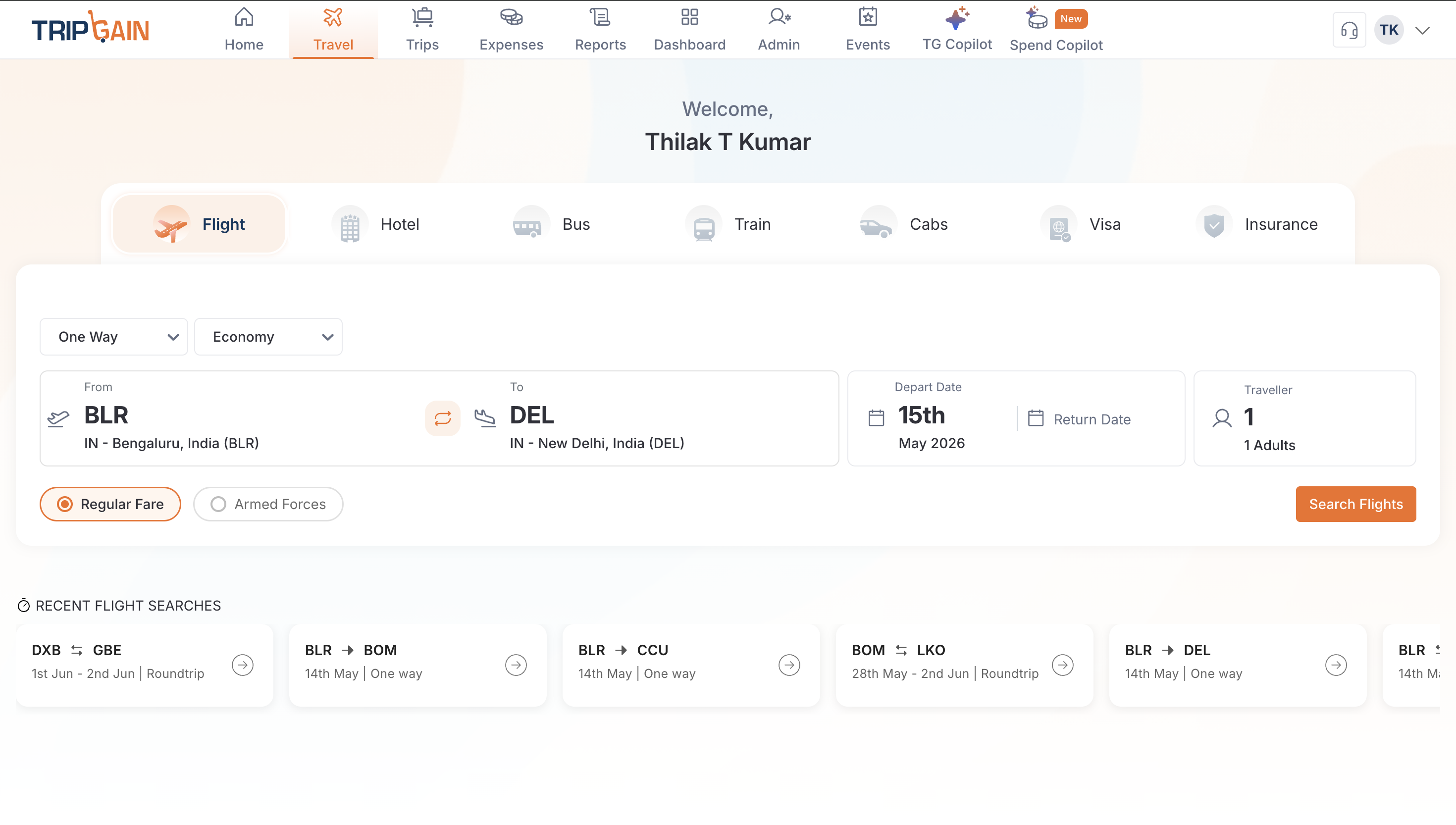 Tripgain screenshot