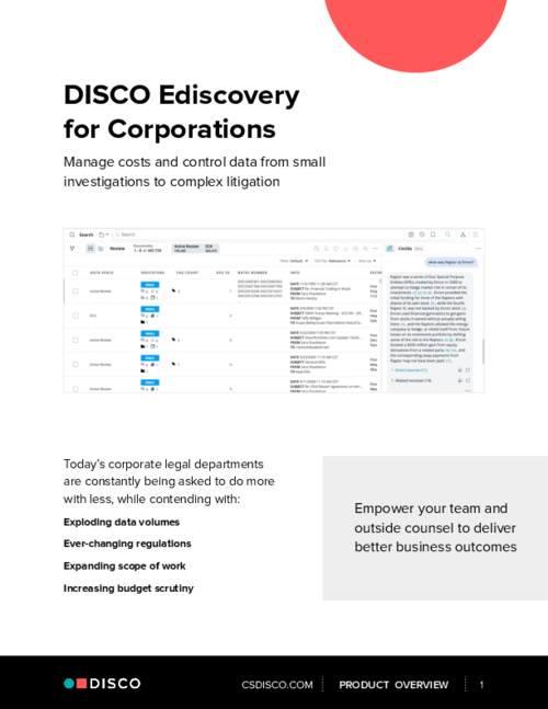 DISCO Ediscovery for Corporations