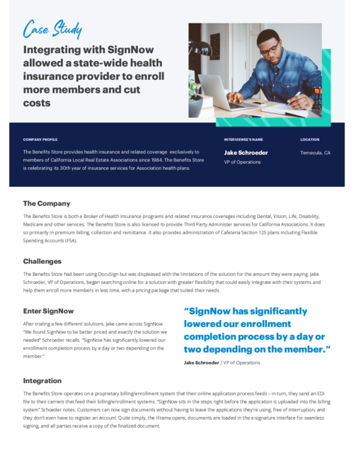 Health Insurance Provider Enrolling More Members and Cutting Costs with SignNow