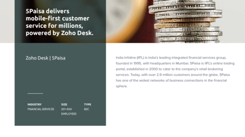 5 Paisa delivers mobile-first customer service for millions, powered by Zoho Desk.