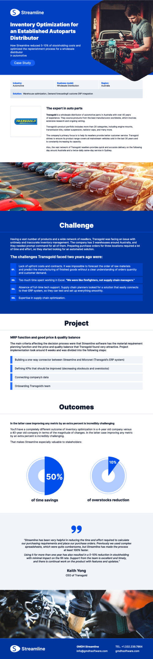 Inventory optimization for an automotive manufacturer and distributor