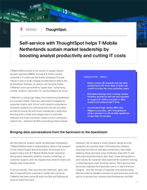 T-Mobile Netherlands boosts analyst productivity and cuts IT costs with self-service analytics