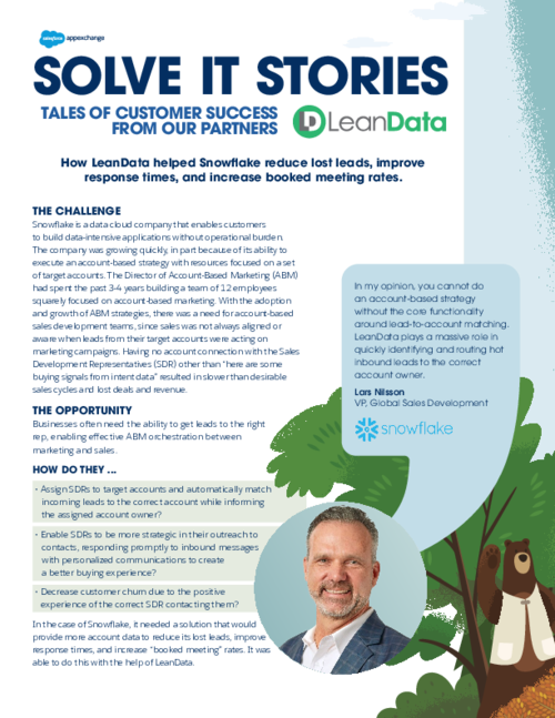 Customer Story: Snowflake Reduces Lost Leads, Improves Response Times and Increases Booked Meeting Rates with LeanData