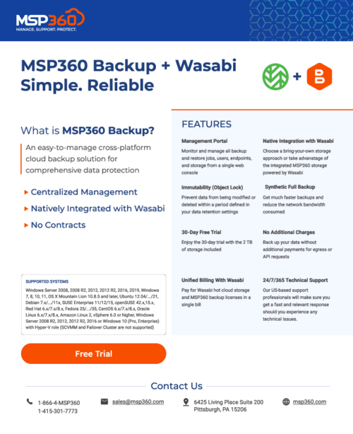 MSP360 Backup + Wasabi