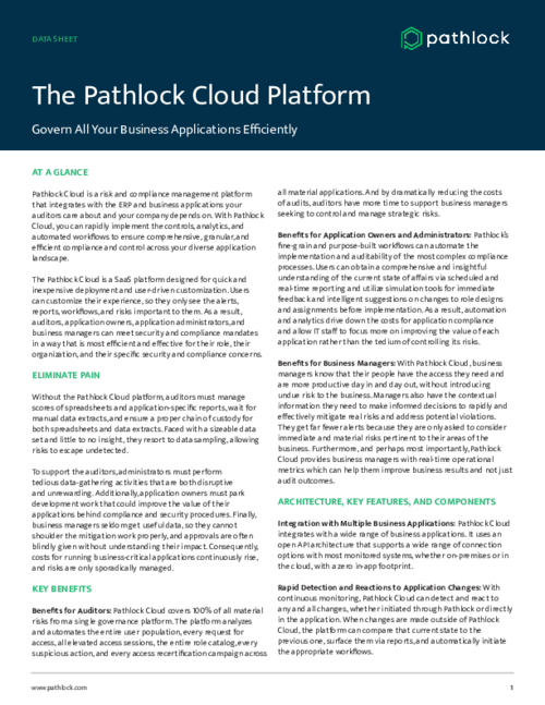 The Pathlock Cloud Platform