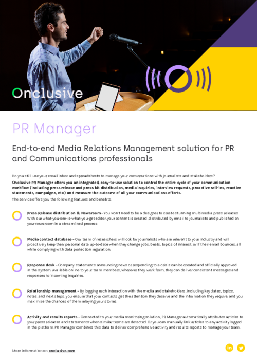Onclusive PR Manager