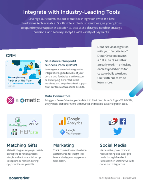 How DonorDrive Integrates