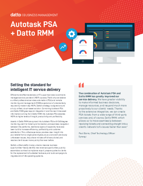 Autotask PSA + Datto RMM: Setting the Standard for Intelligent IT Service Delivery