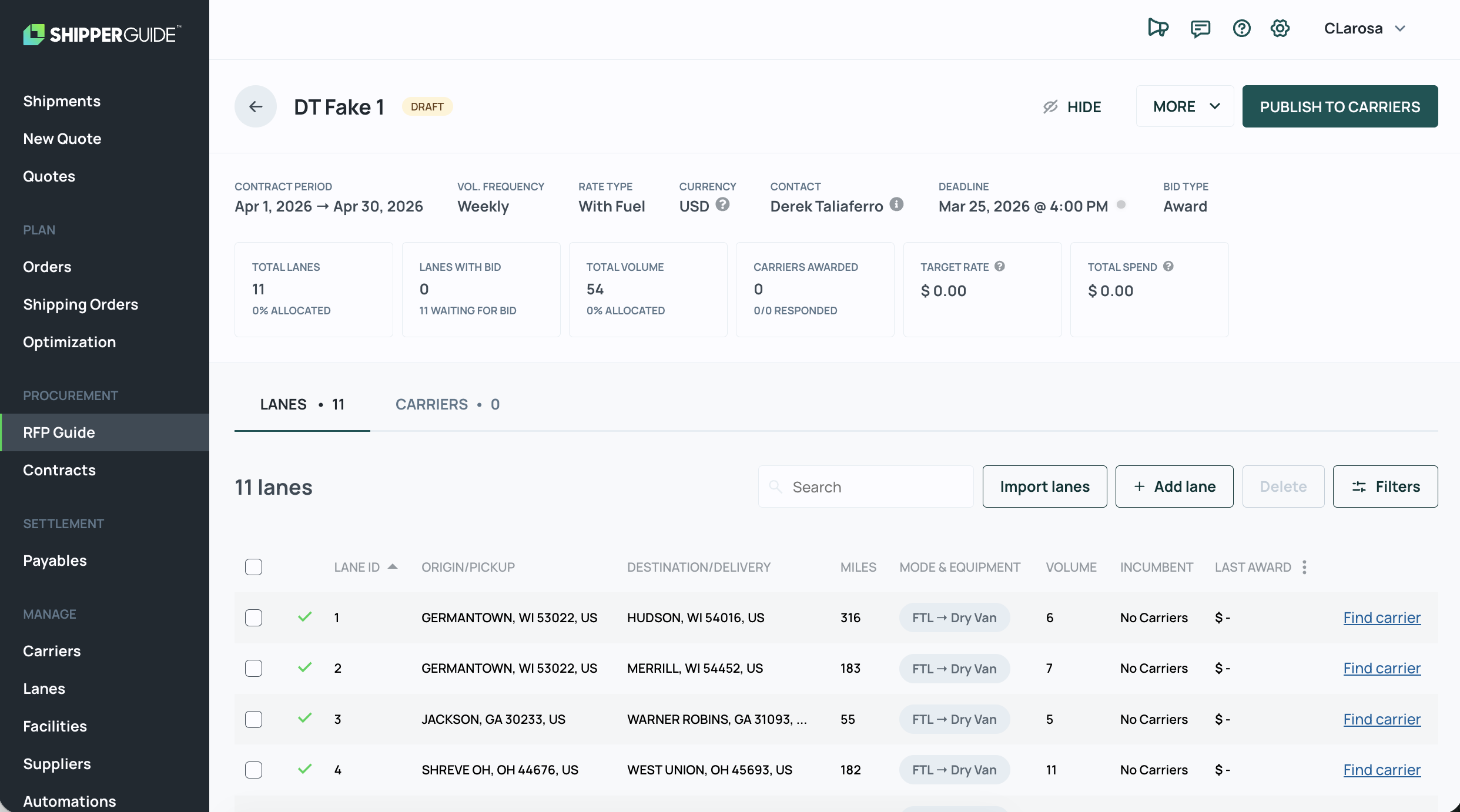 ShipperGuide TMS screenshot