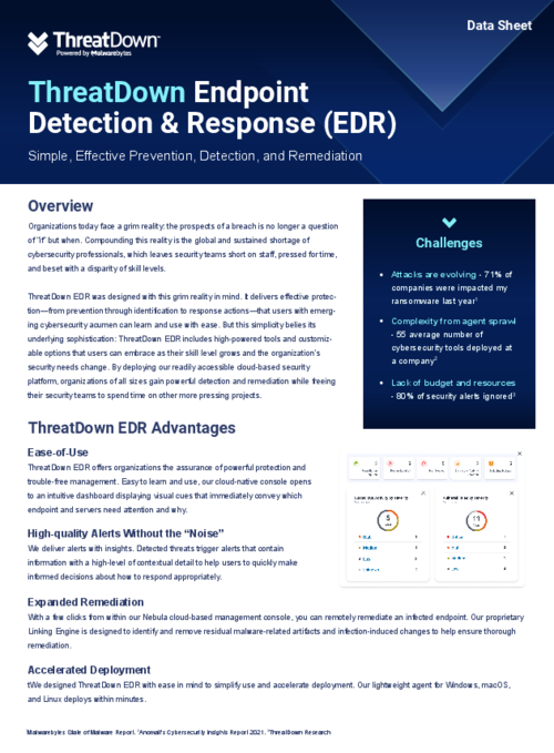 ThreatDown Endpoint Detection and Response Data Sheet
