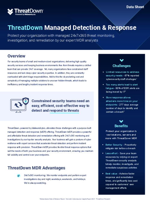 ThreatDown Managed Detection and Response Data Sheet