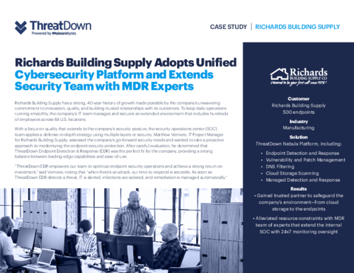 ThreatDown Case Study: Richards Building Supply