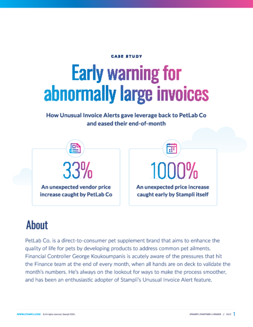 Unusual Invoice Alerts Case Study: PetLab Co