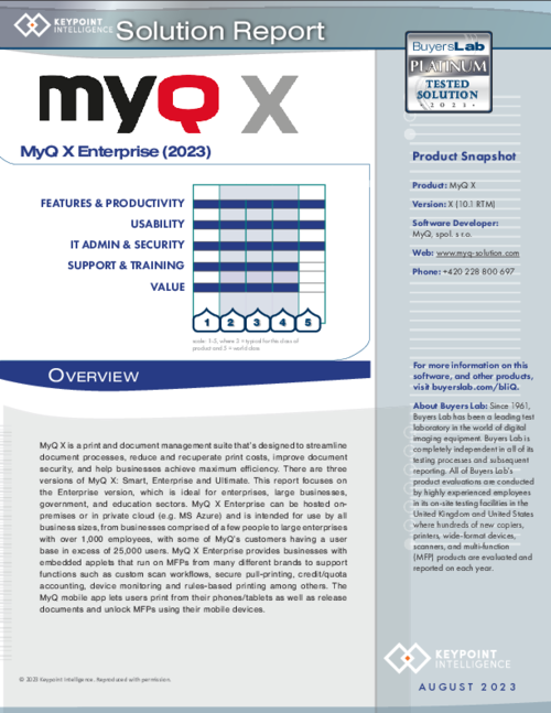 MyQ X 2023 Solution Report by Keypoint Intelligence