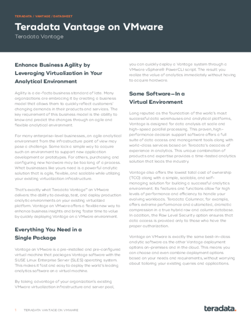 Teradata Vantage on VMware