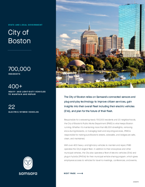 The City of Boston progresses their goal of full fleet electrification with Samsara EV features