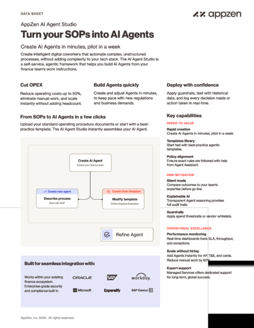 AppZen AI Agent Studio: Turn SOPs into AI Agents in minutes