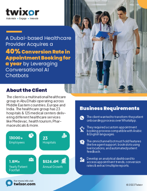Twixor Aids a Dubai-based Healthcare Provider Acquire a 40% Conversion Rate in Appointment Booking