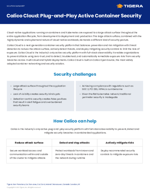 Calico Cloud datasheet
