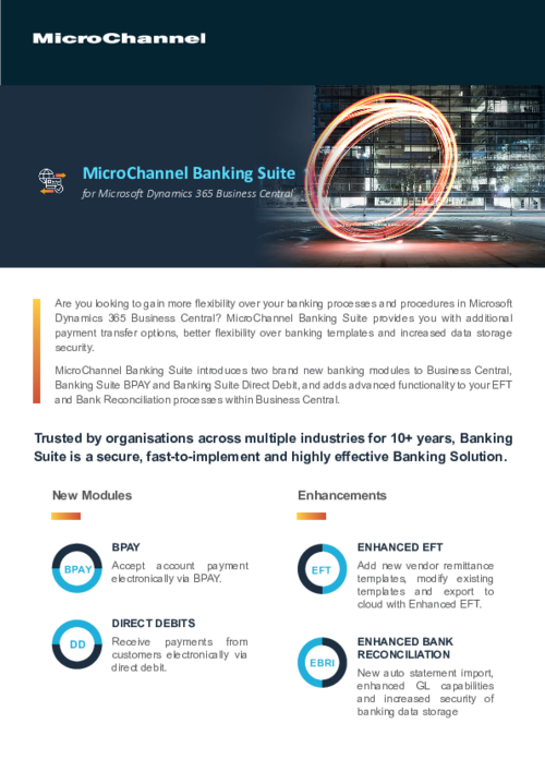 FUJIFILM MicroChannel Banking Suite for Microsoft Dynamics 365 Business Central