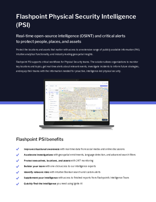 Flashpoint Physical Security Intelligence (PSI)