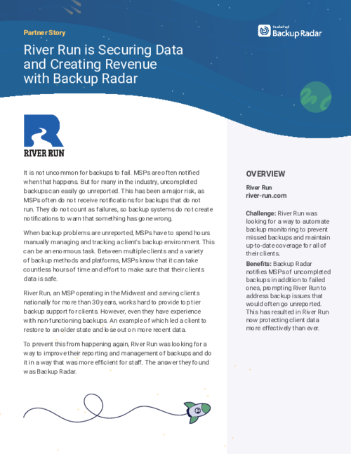 River Run is Securing Data and Creating Revenue with Backup Radar