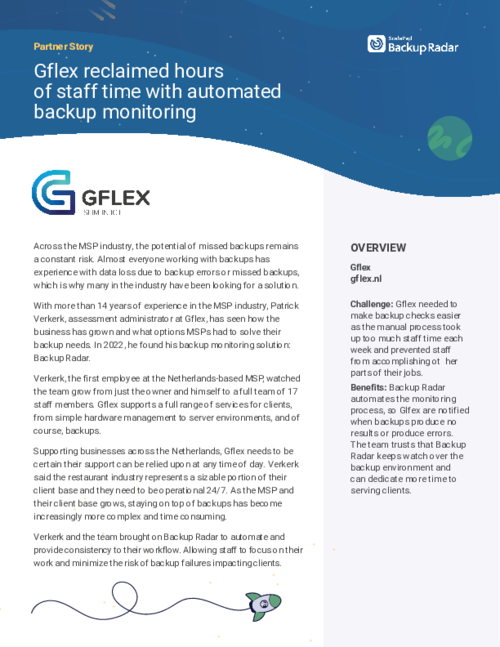 Gflex reclaimed hours of staff time with automated backup monitoring