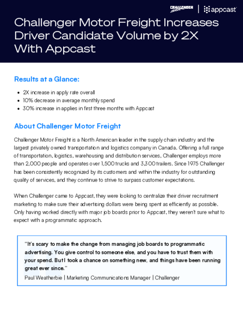 Customer Story: Challenger Motor Freight and Appcast
