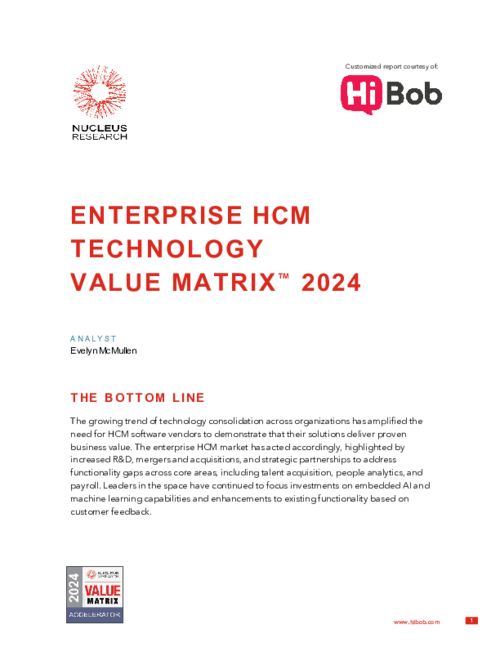 ENTERPRISE HCM TECHNOLOGY VALUE MATRIX™ 2024