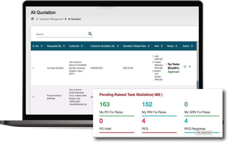 TYASuite Request For Quotation (RFQ) Software screenshot
