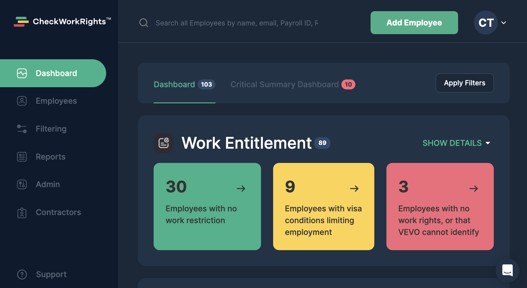 CheckWorkRights screenshot